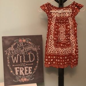 Charlotte Russe boho burnt orange dots tank sz M